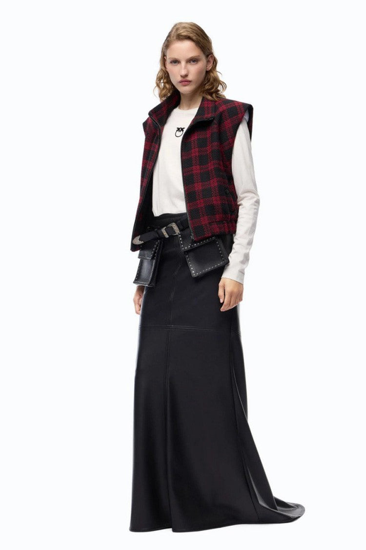 Pinko Black Polyester Flared Maxi Skirt