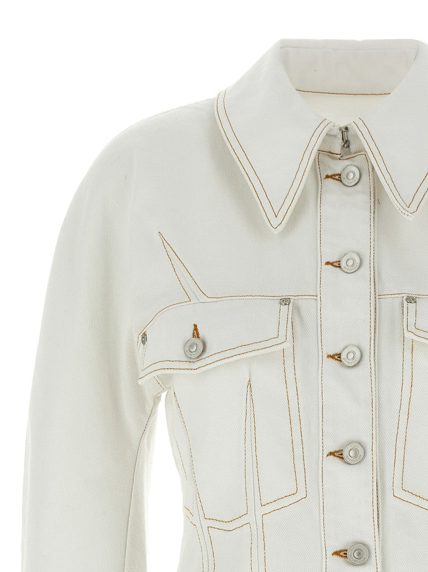 Givenchy Flared Cotton Denim Jacket With Contrasting Stitching