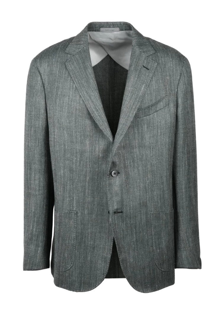 Corneliani Jacket Wool Silk Linen - Sage Green