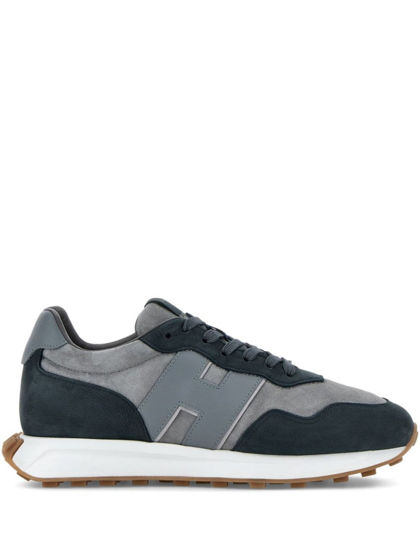 Hogan Grey Suede And Textile Sneakers With Rubber Sole