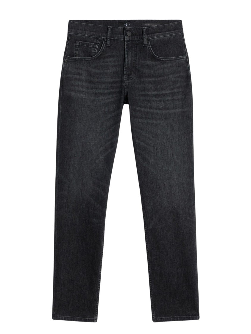 7 For All Mankind Black Slimmy Tapered Cotton Jeans