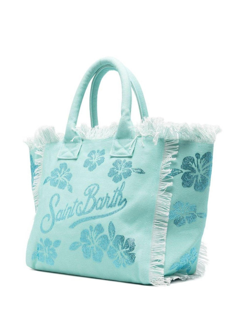 Mc2 Saint Barth Spacious Floral-Patterned Tote Bag With Fringed Edges