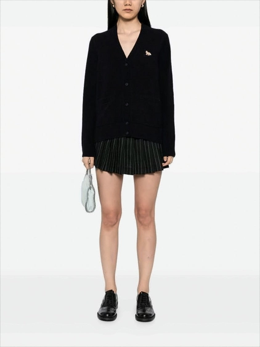 Maison Kitsuné Boxy Black Wool Cardigan