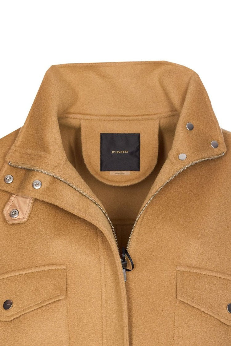 Pinko Camel-Colored Tailored Coat With Classic Silhouette