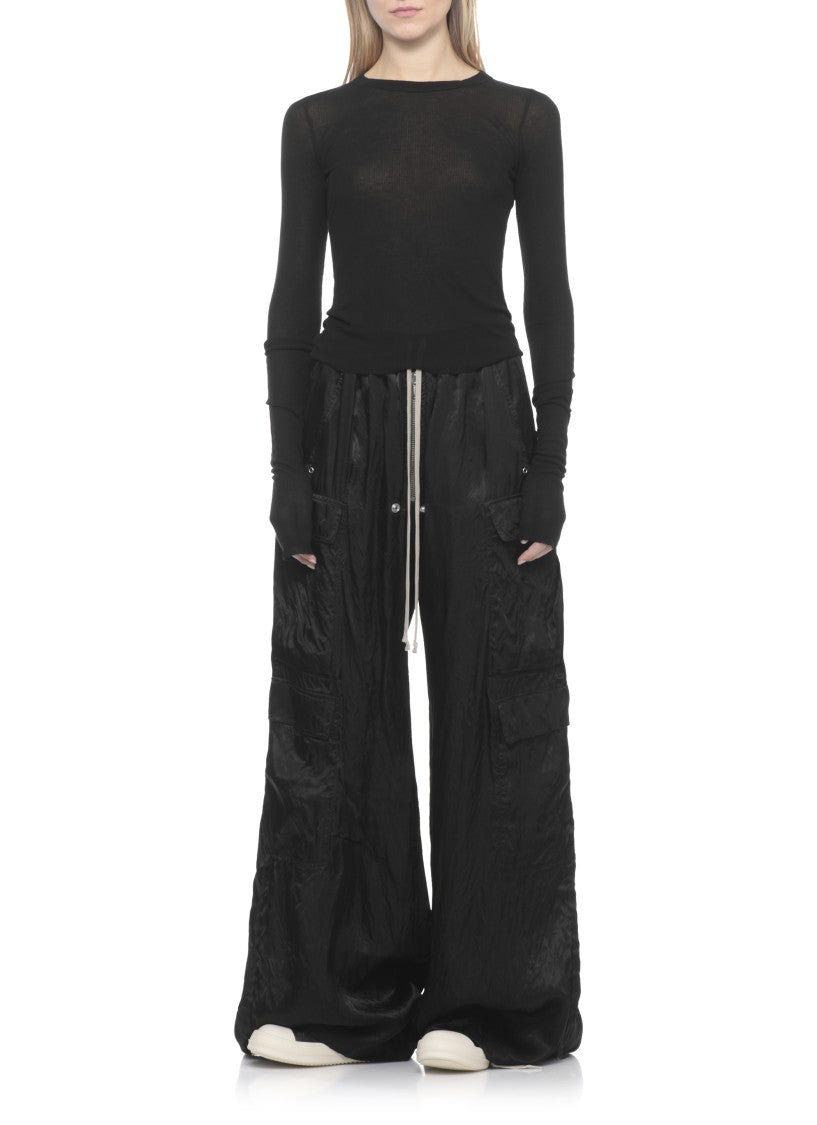 Rick Owens Black Cropped Rib Ripped Sweater