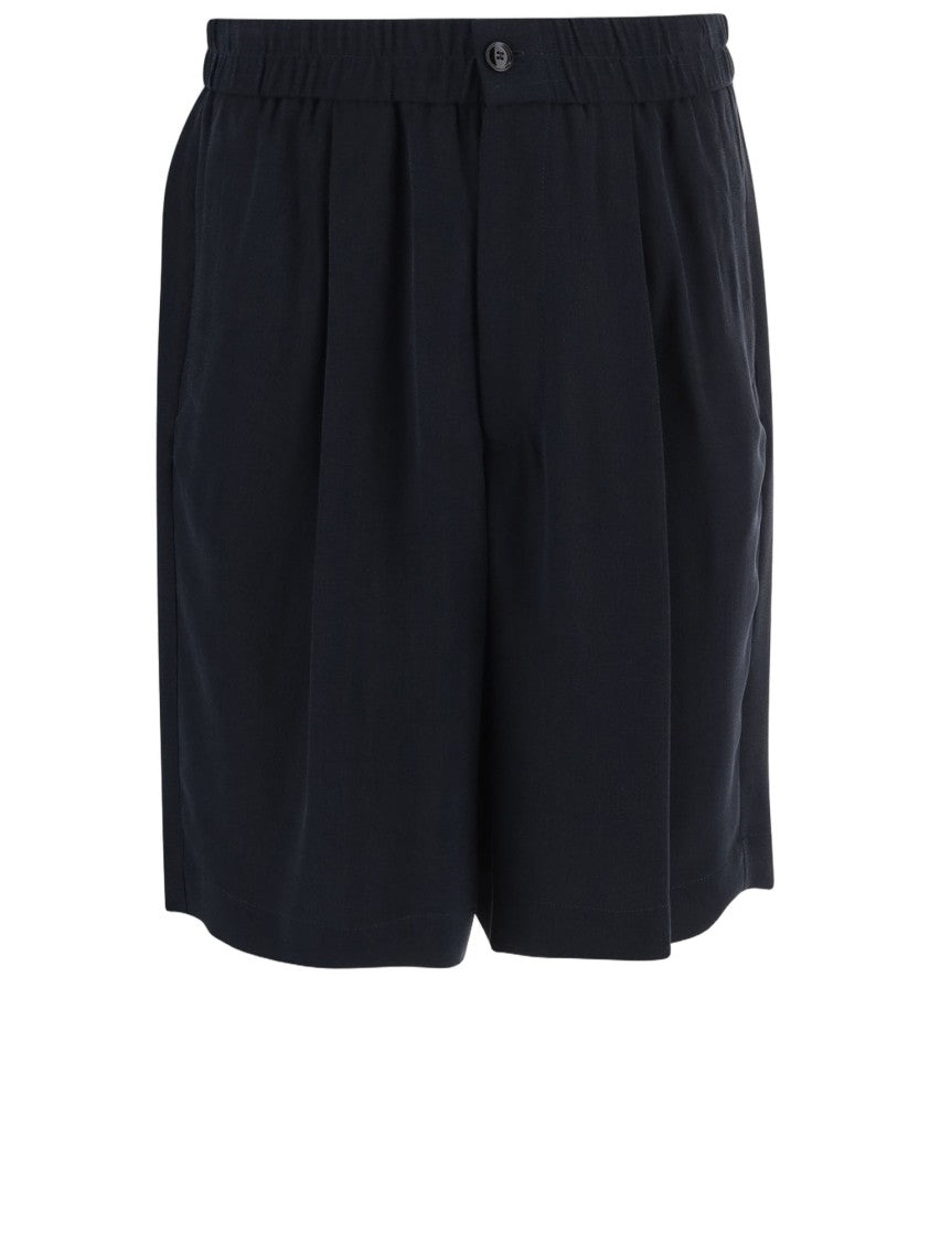 Giorgio Armani Black Cupro Buttoned Shorts