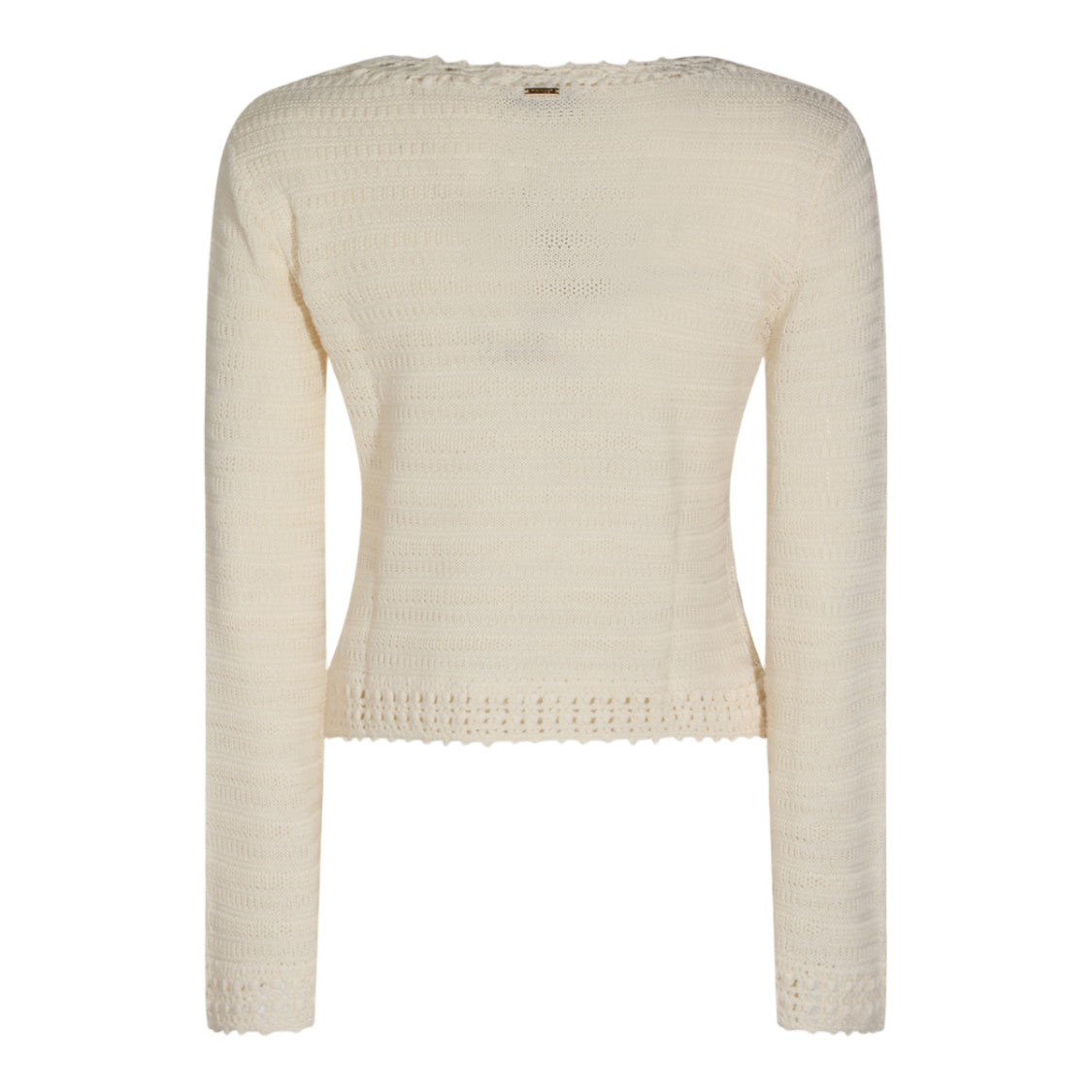 Twin-Set Delicate Crochet Knit Sweater With Lace-Up V-Neckline