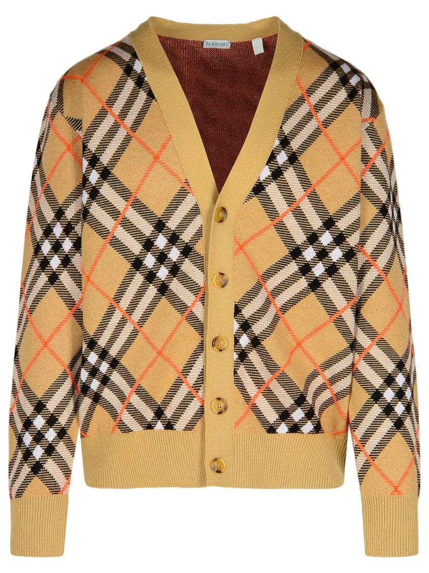 Burberry Check' Beige Wool Cardigan