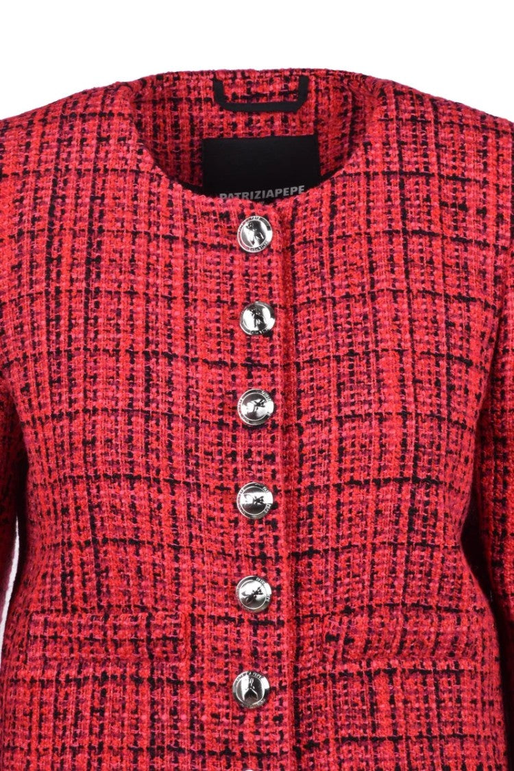 Patrizia Pepe Bouclé Jacket - Red/Black