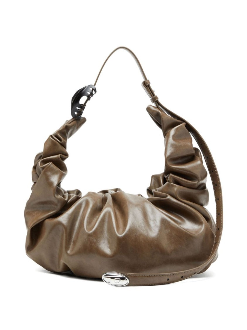 Diesel Ruched Design Grey Shoulder Bag