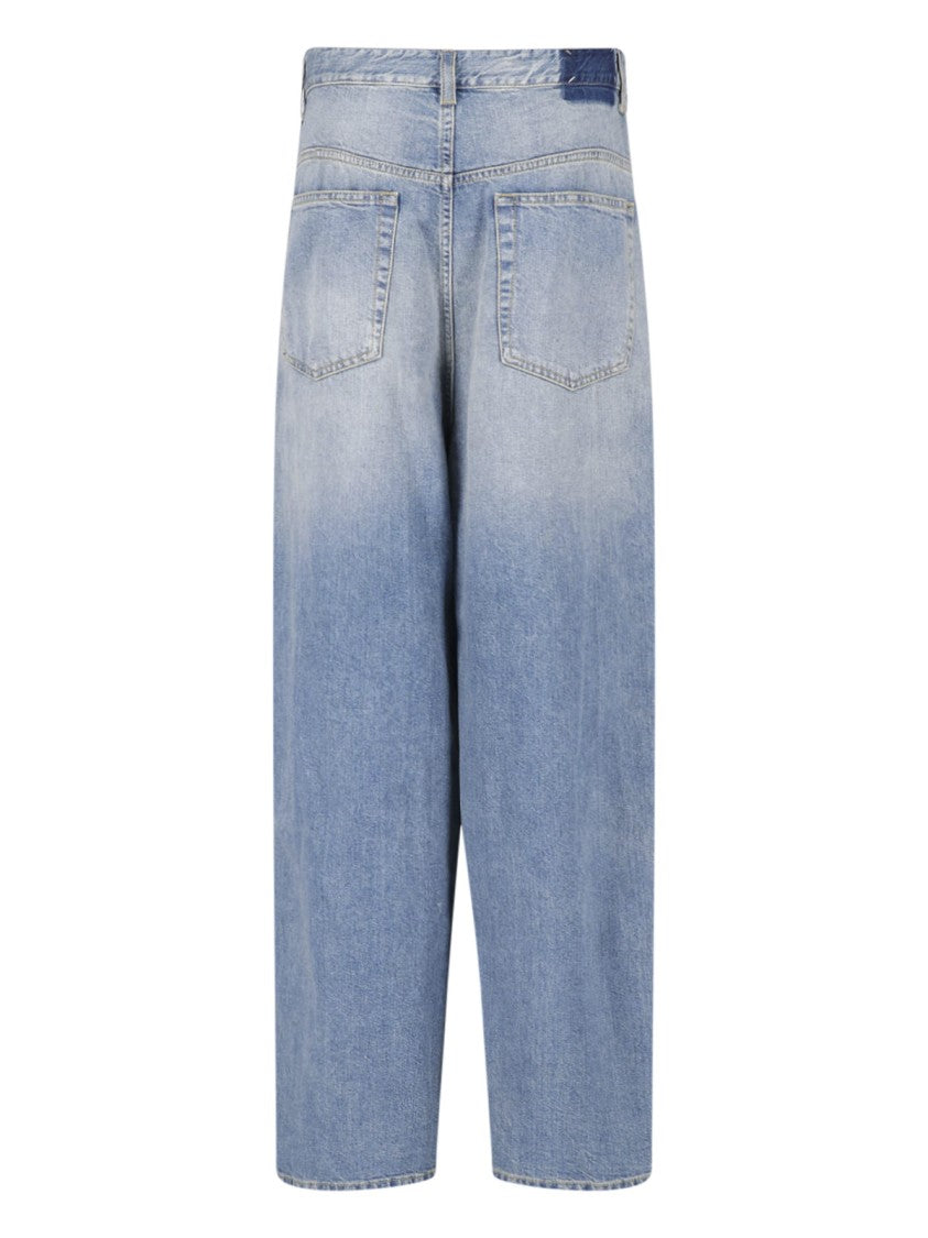 Maison Margiela Asymmetrical Light Blue Denim Wide Leg Jeans