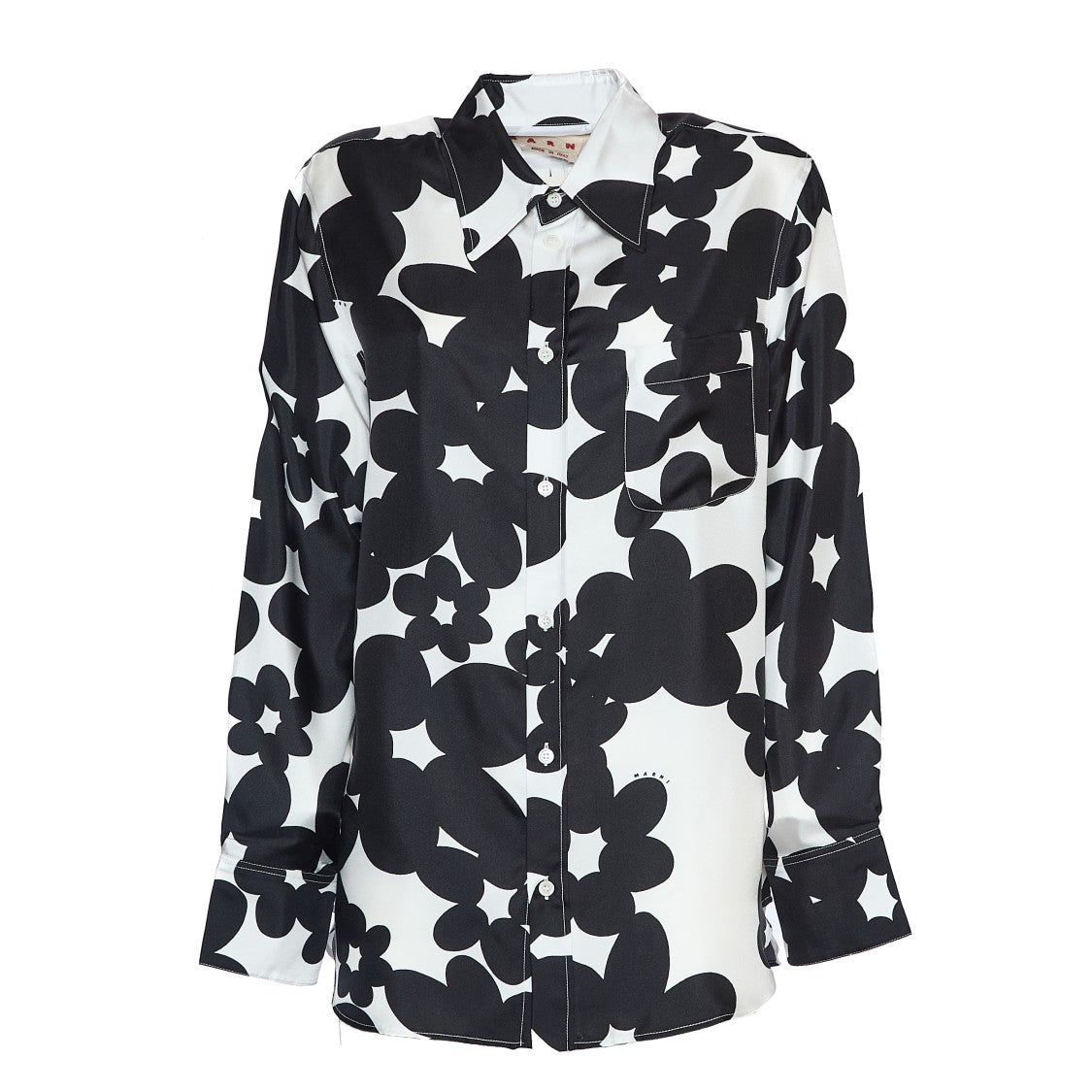 Marni Floral Pattern Black Silk Shirt