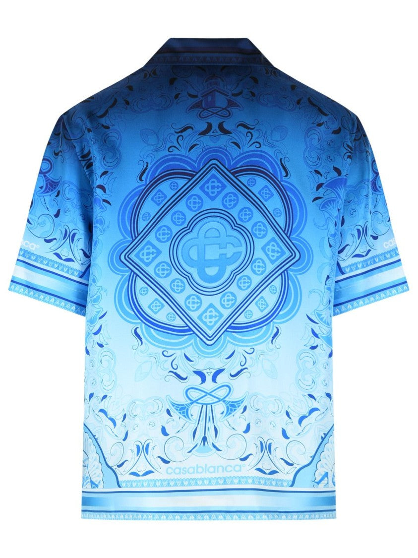 Casablanca 'Egyption Rug' Light Blue Silk Shirt