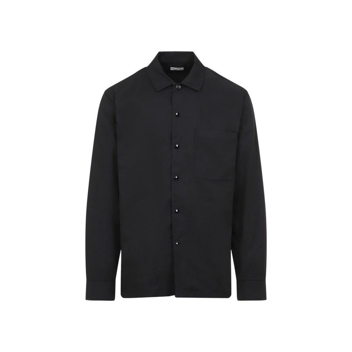 Dries Van Noten Cornish Black Tech Fabric Shirt With Pointed Collar