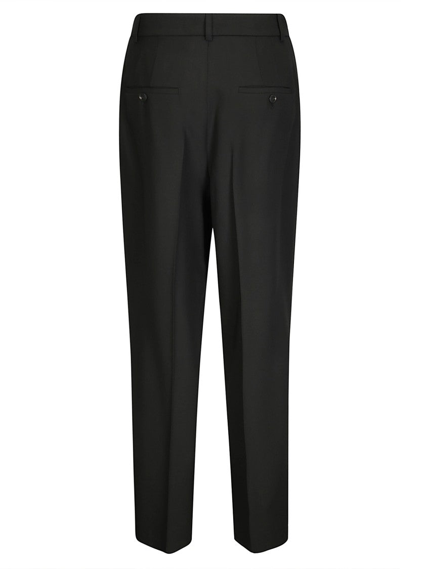 Róhe Comfortable Fit Black Trousers With Pleats