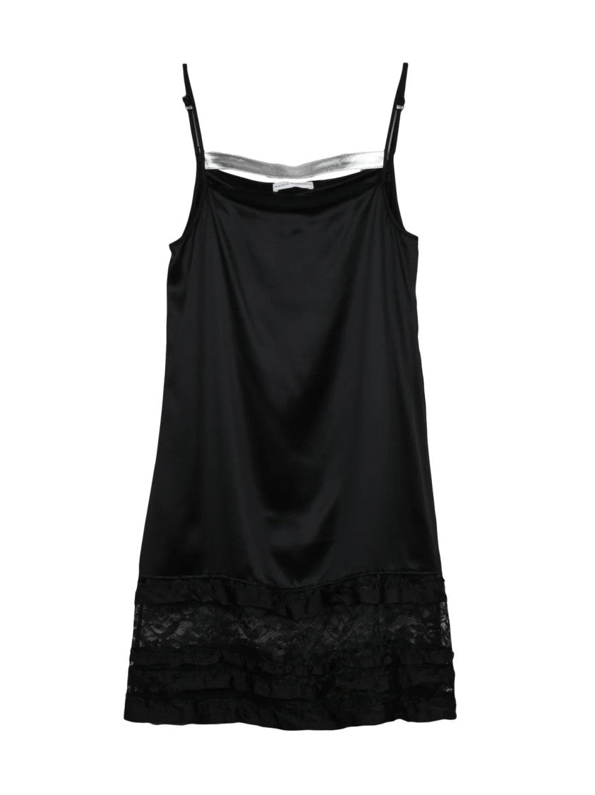 Niccolò Pasqualetti Black Lace Ruffled Silk Baby Doll Mini Dress