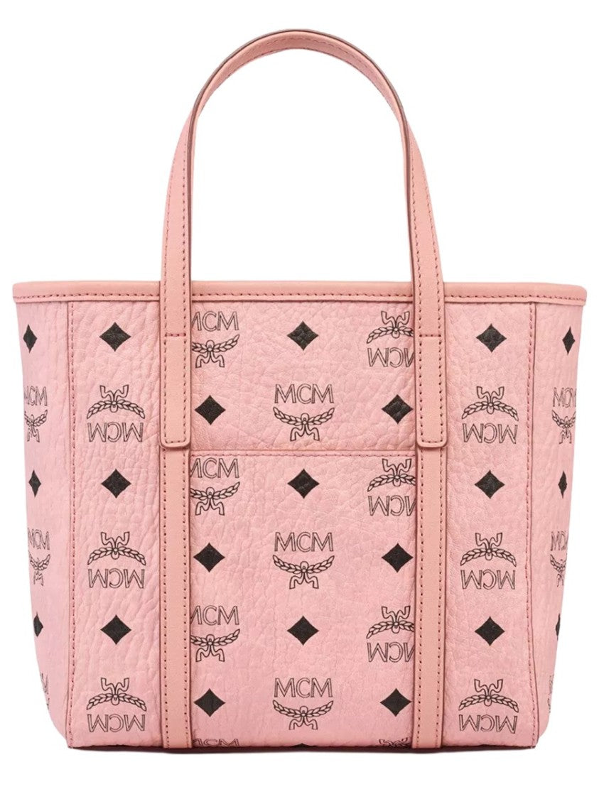 Mcm Pink Textured Logo Tote Bag