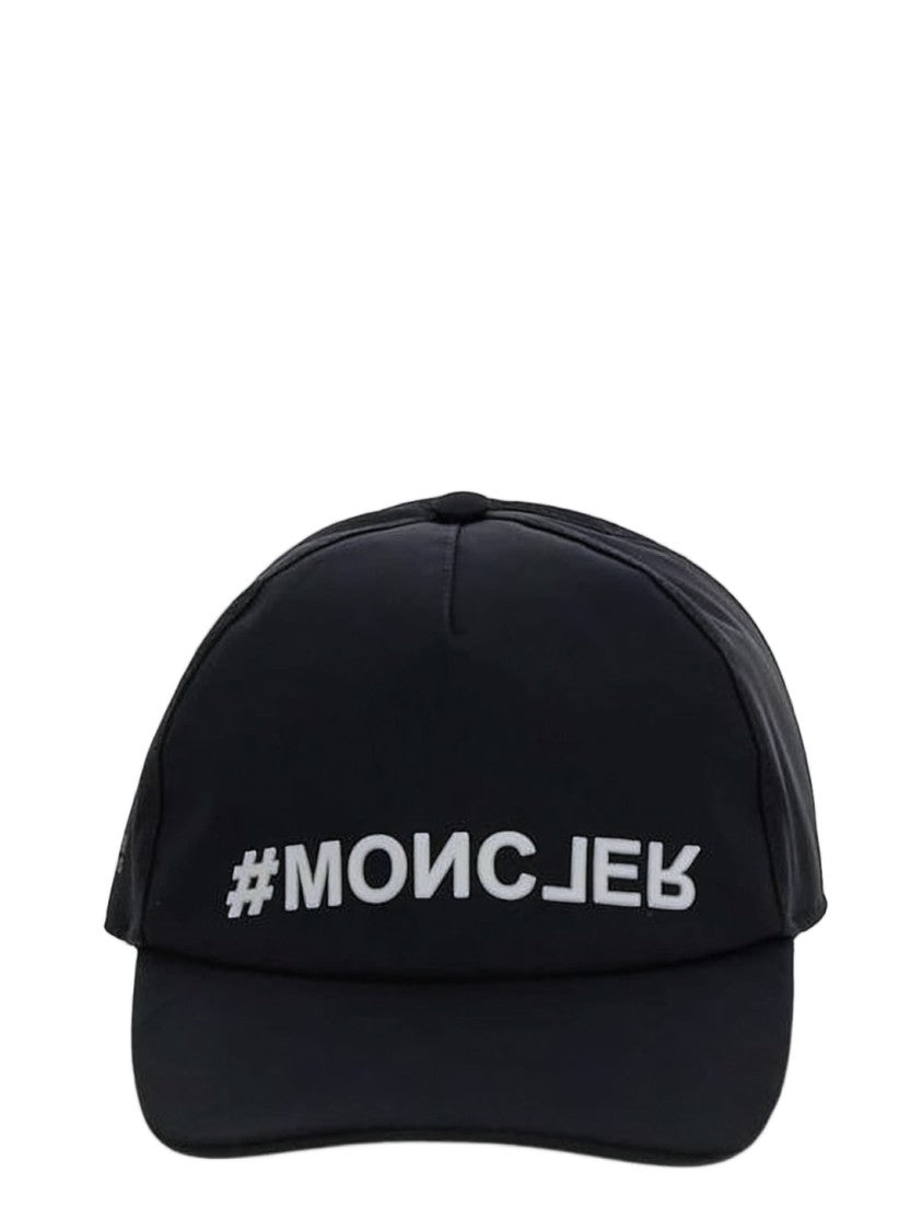 Moncler Structured Black Cap With Mirrored Text Detail