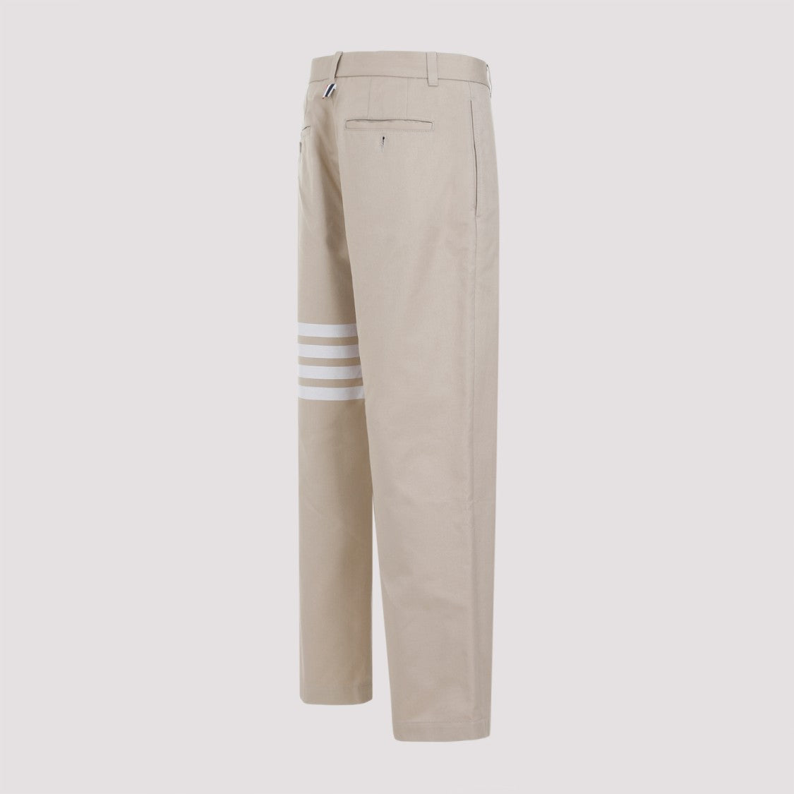 Thom Browne Camel Beige Cotton Unconstructed Straight Leg Trousers