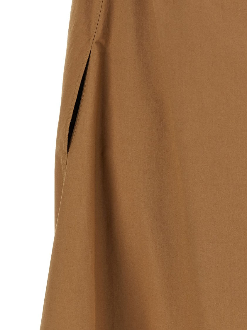 Saint Laurent Off-The-Shoulder Cotton Midi Dress With Flounced Bustier And Asymmetrical Skirt
