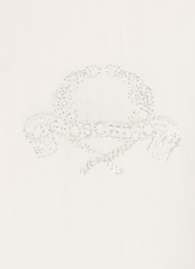 Moschino White Cotton Shirt With Contrasting Logo Embroidery