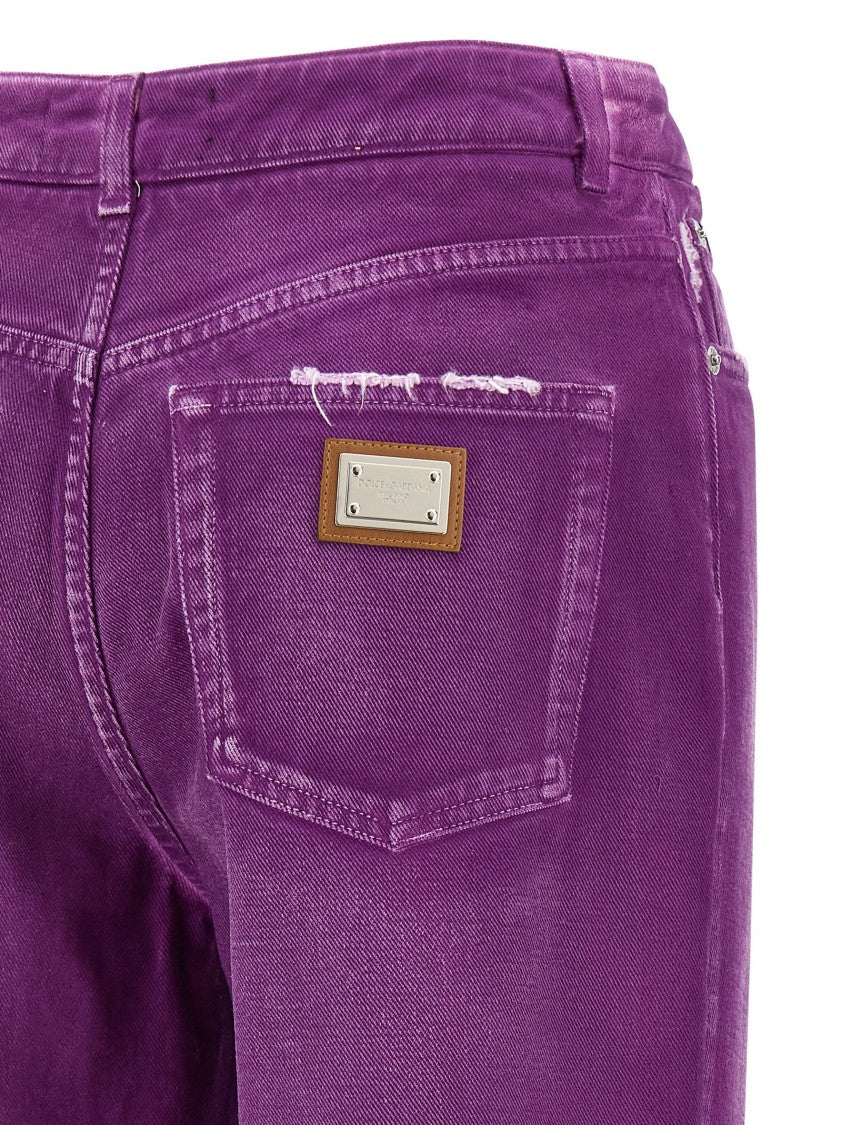 Dolce & Gabbana High-Waisted 5-Pocket Pants In Garment-Dyed Cotton Denim