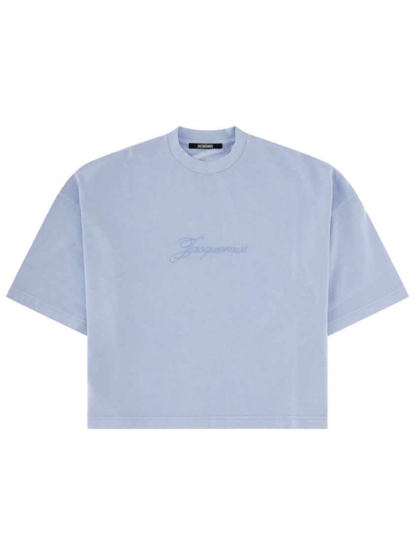 Jacquemus Blue Cropped Boxy Crewneck T-Shirt