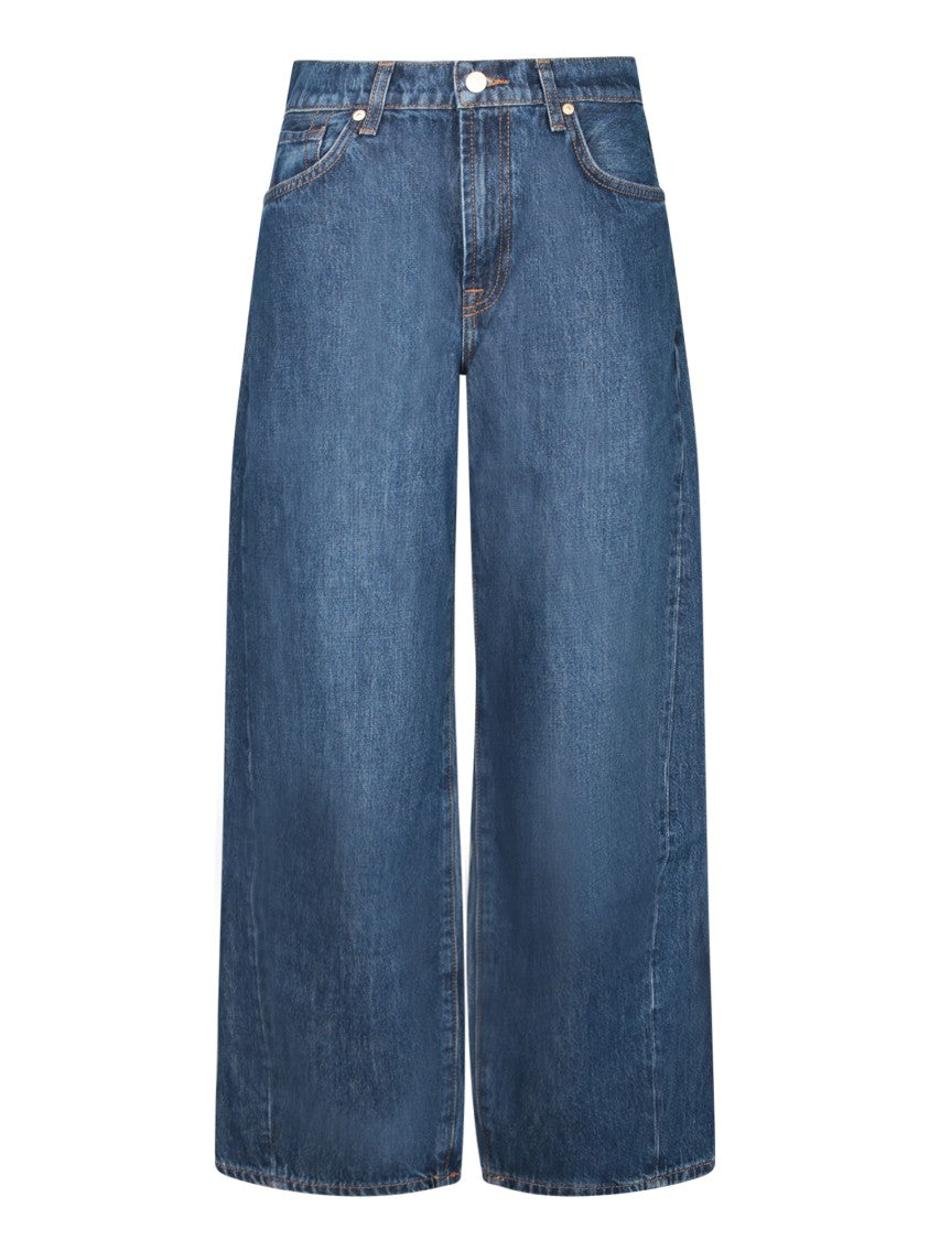 7 For All Mankind Wide-Leg Denim Jeans In Medium Blue Wash