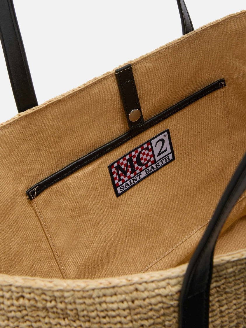 Mc2 Saint Barth Woven Tote Bag With Embroidered Logo