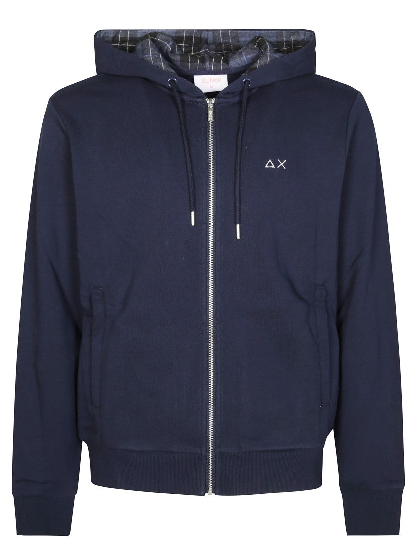 Sun 68 Zip Hoodie With Contrasting Fabric