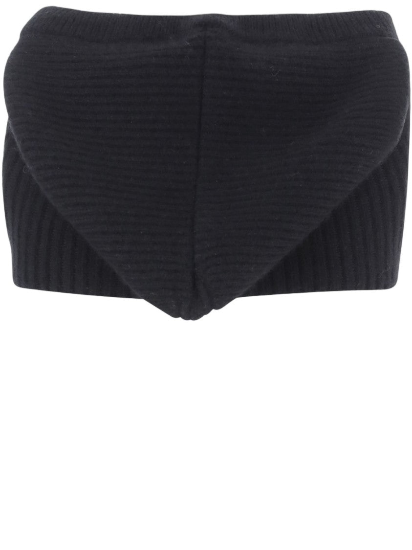 Arch4 Ribbed Knit Cashmere Shawl With Hood And Bow Closure