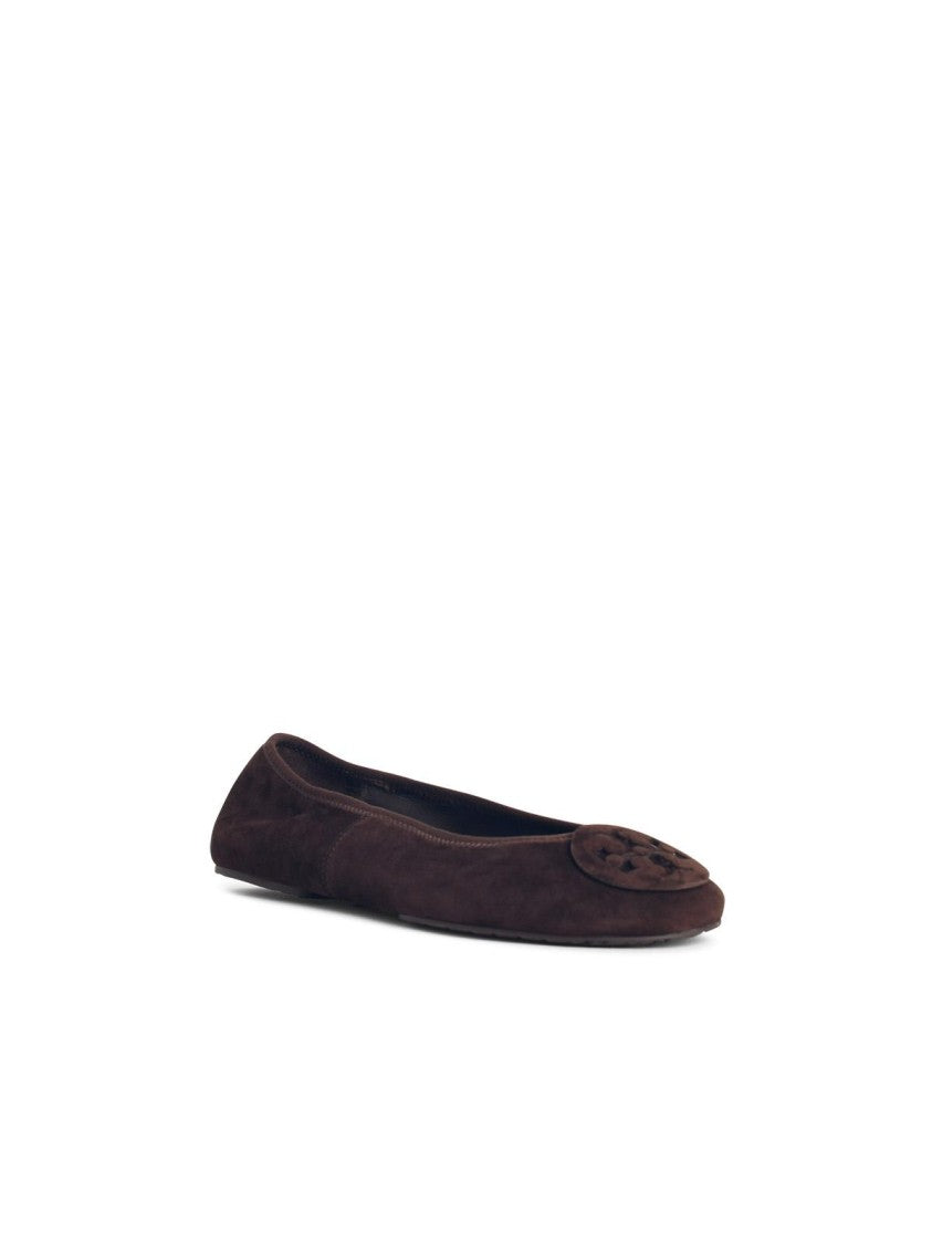 Tory Burch Ballerina 'Reva' I Suede Dark Cocoa