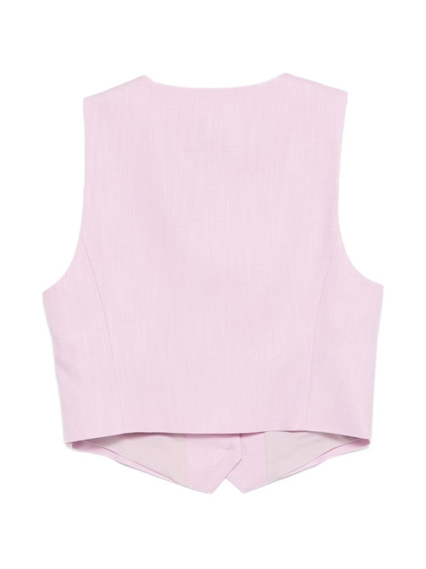 Msgm Tailored Cropped Vest With V-Neckline And Button Fastening