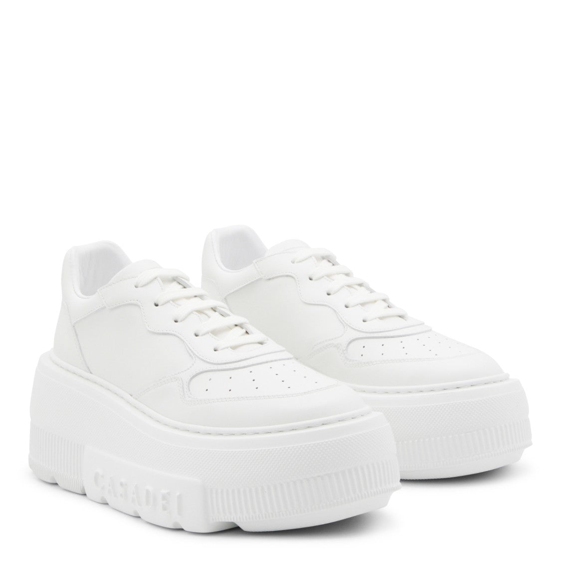 Casadei White Leather Platform Sneakers
