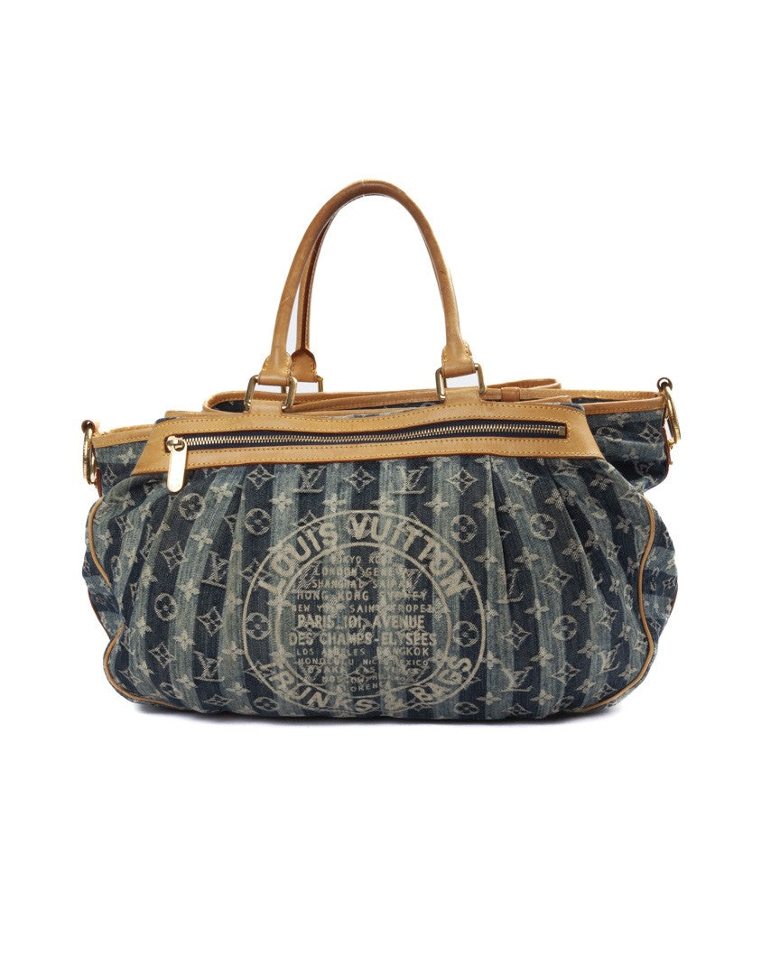Louis Vuitton Raye Gm Denim Monogram Cabas Light Blue