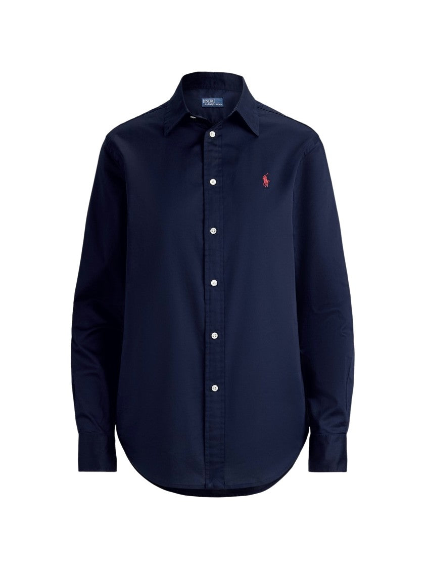 Polo Ralph Lauren Structured Collar Cotton Twill Shirt With Embroidered Logo