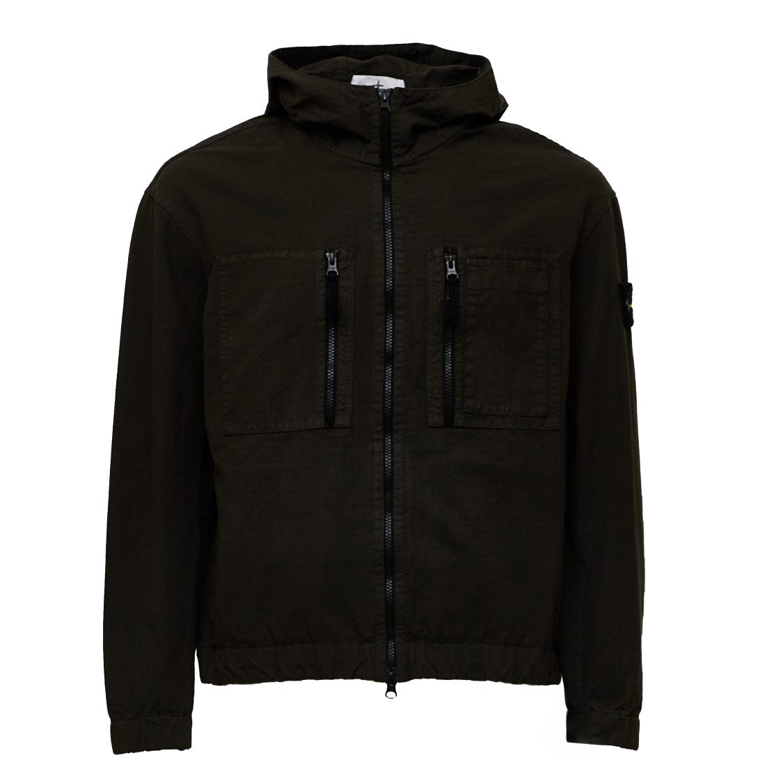 Stone Island Hooded Overshirt In Organic Ripstop Cotton With Functional Pockets
