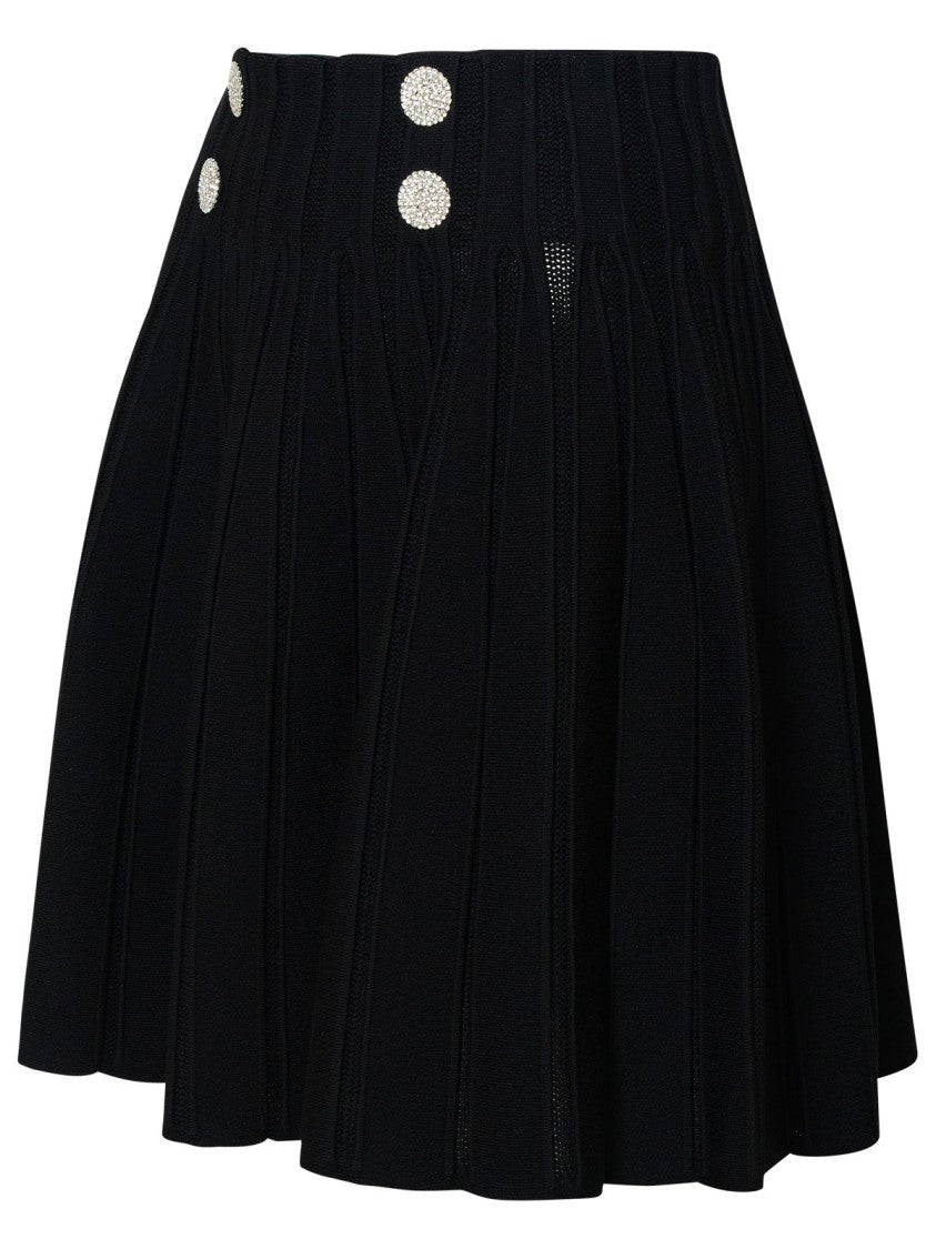Balmain Ribbed Knit Short Flare Skirt