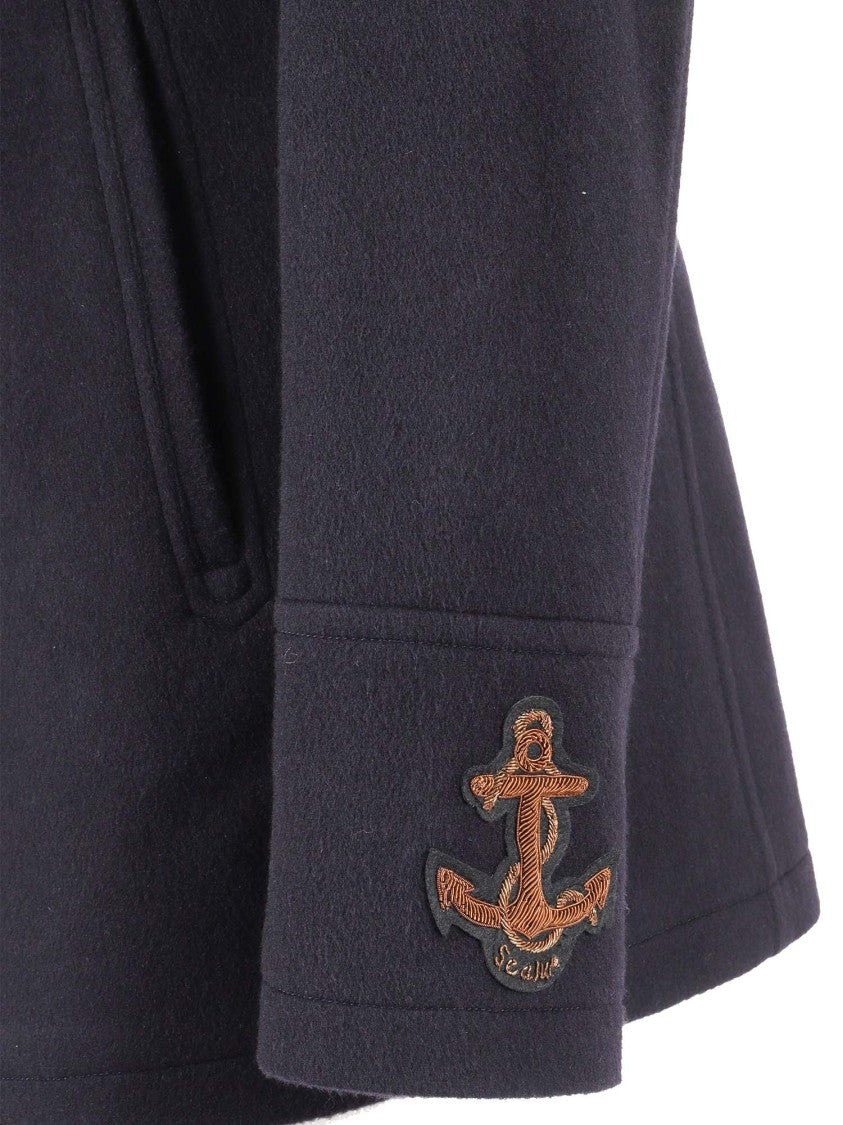 Sealup Elegant Misto Cashmere Peacoat With Hand-Embroidered Anchor Detail