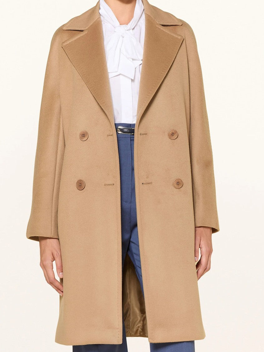 Max Mara Double-Breasted Camel Coat With Kimono Sleeves
