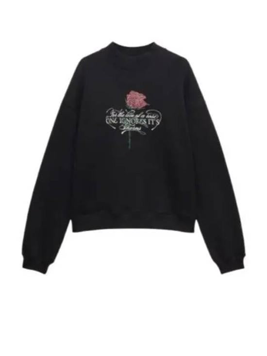 Msgm Long-Sleeve Graphic Tee With Central Rose Design