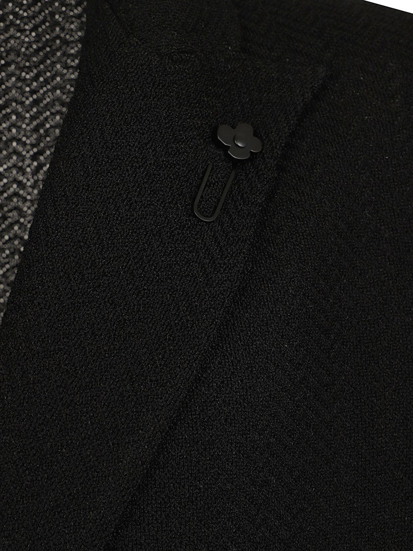 Lardini Double-Breasted Knit Blazer With Peak Lapel And Textured Finish