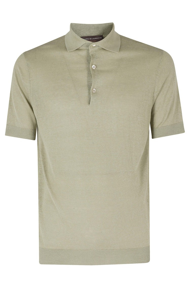 Filippo De Laurentiis Pistachio Micro-Braid Ribbed-Trim Silk-Blend Polo Shirt