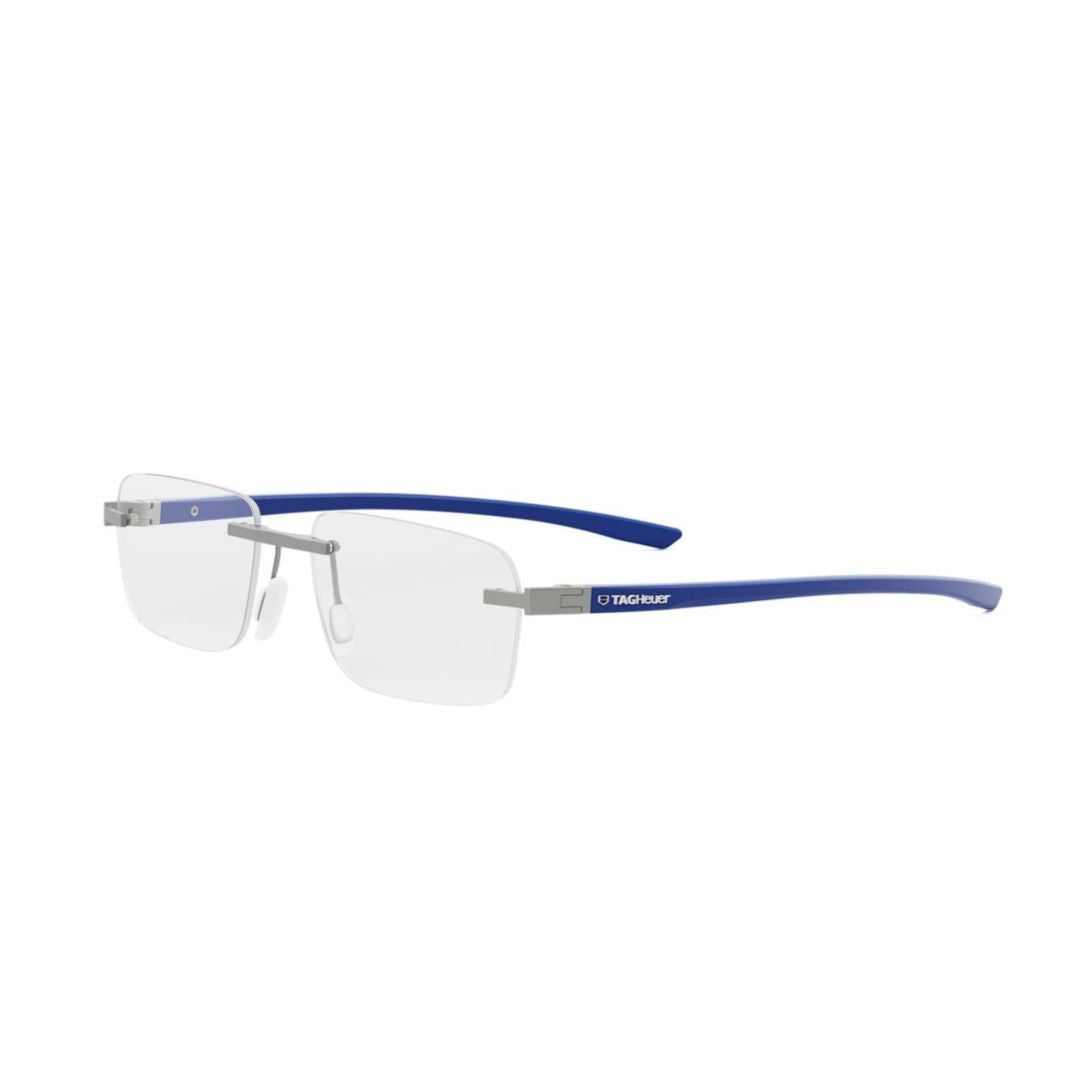Tag Heuer Th50030u Rimless Eyeglasses With Blue Temples