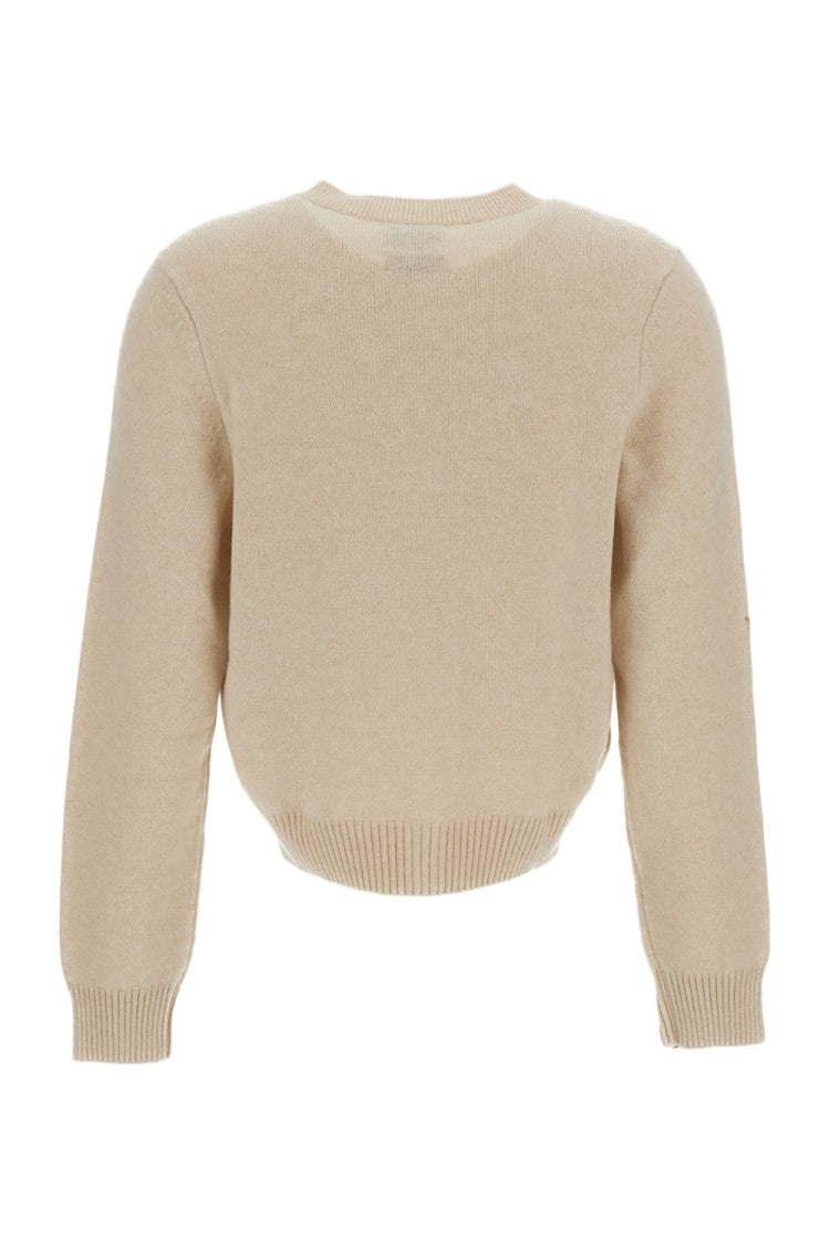 Barrie Beige/Multicolor Thistle Motif Cashmere Cardigan