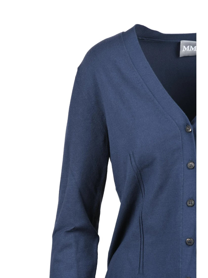 Mm By Max Mara Fluid Fit Cardigan With Deep V-Neckline And Button Front