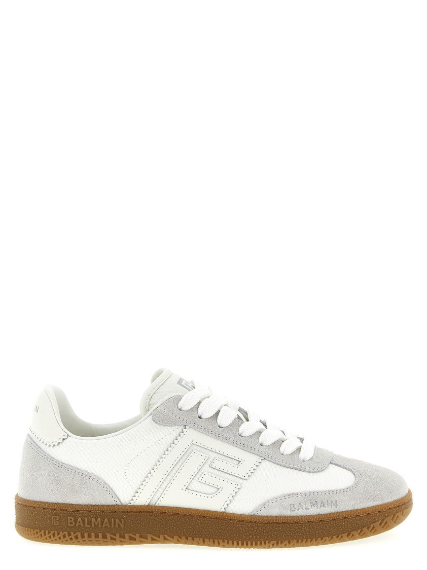 Balmain Suede And Canvas Sneakers With Embossed Logo And Textured Sole