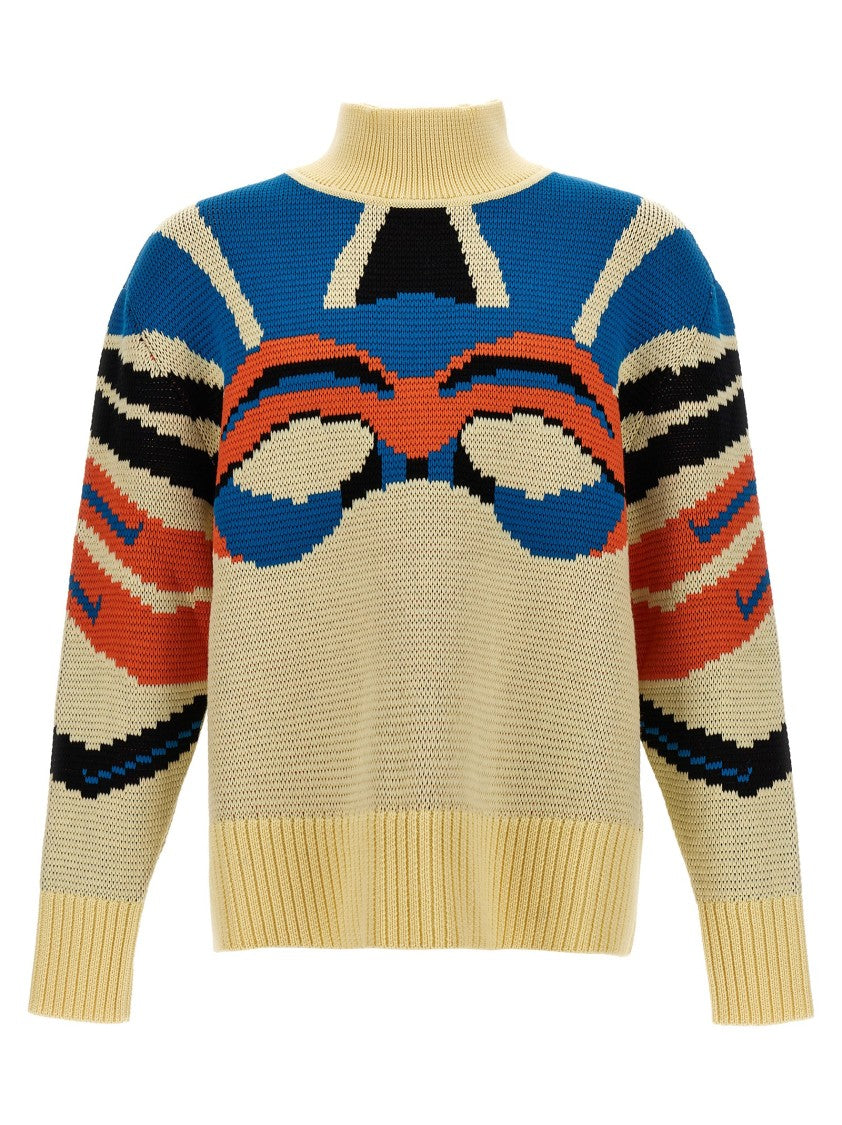Bluemarble Jacquard Wool Sweater With High Neck And Textured Design
