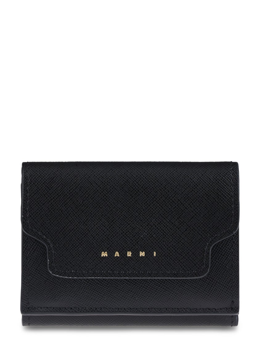 Marni Structured Black Calf Leather Wallet