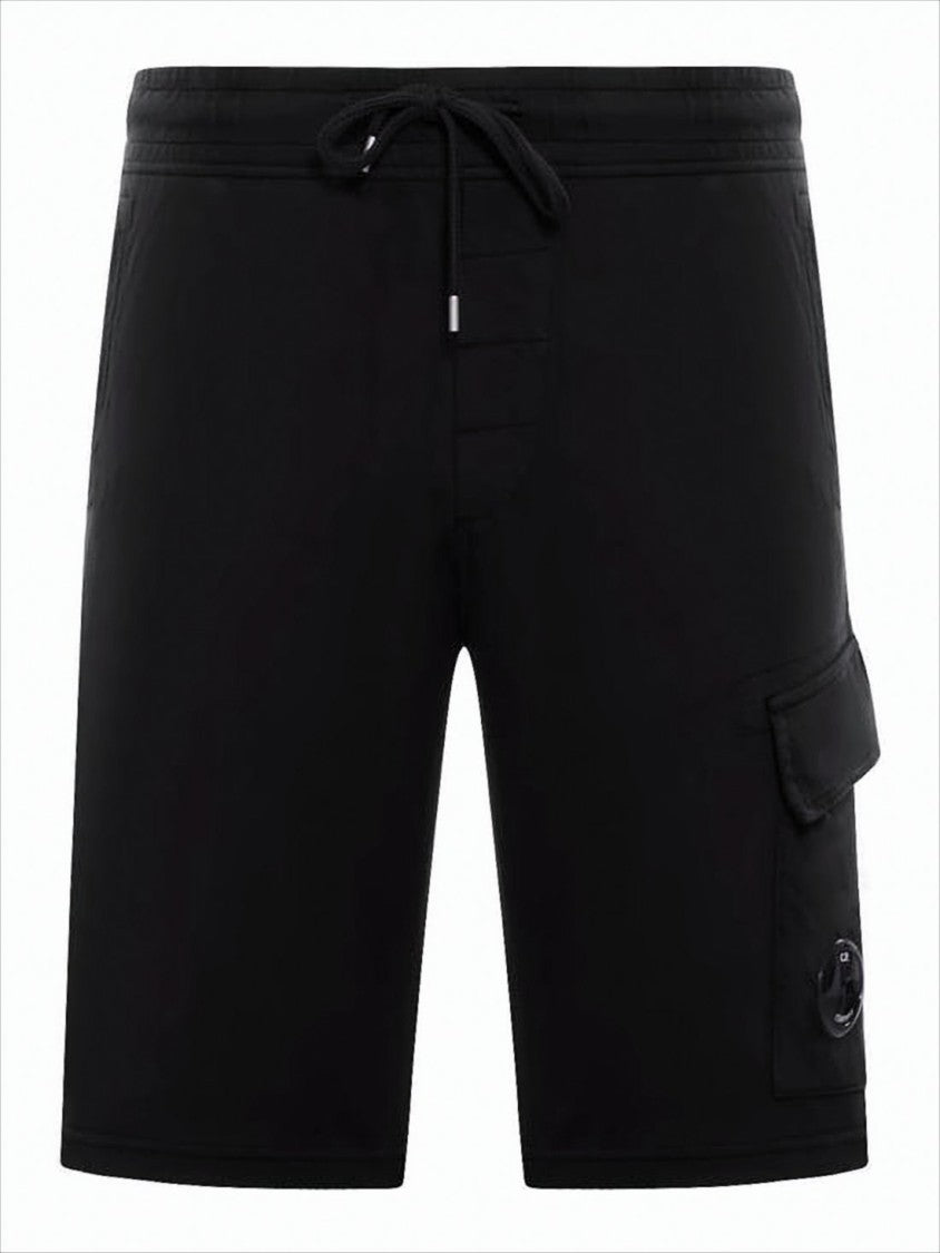 C.P. Company Minimalist Black Cargo Shorts With Adjustable Waistband